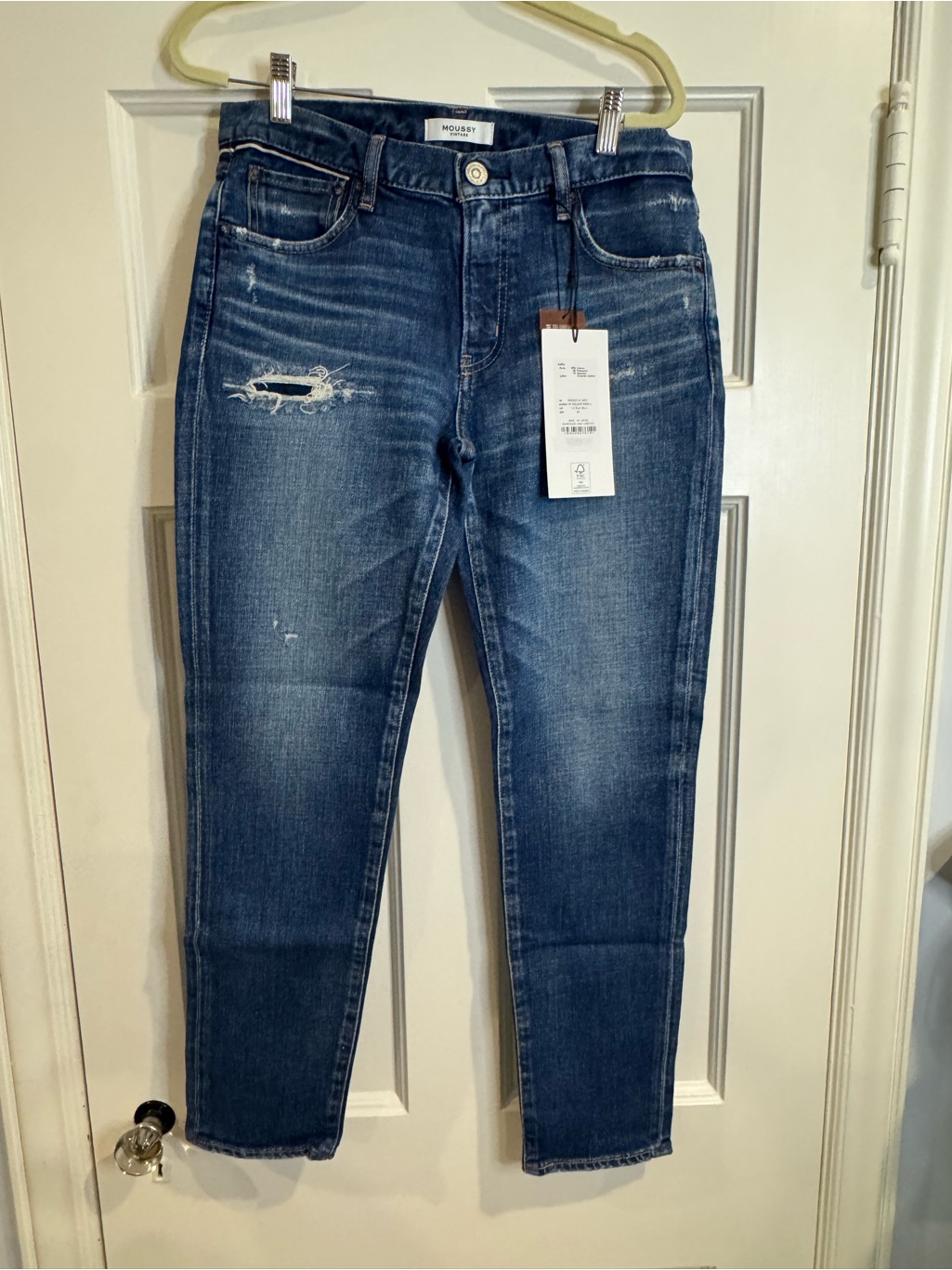 Moussy Medium Blue Distressed Swillburg Skinny Jeans